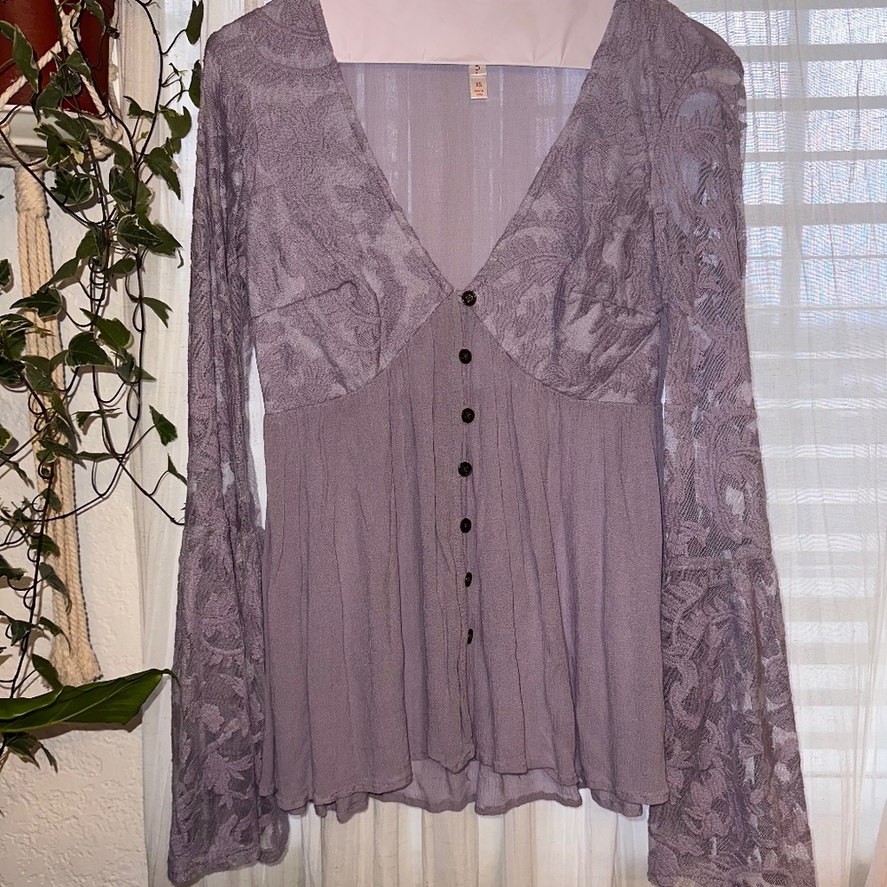 Cute Bell sleeve embroidered blouse